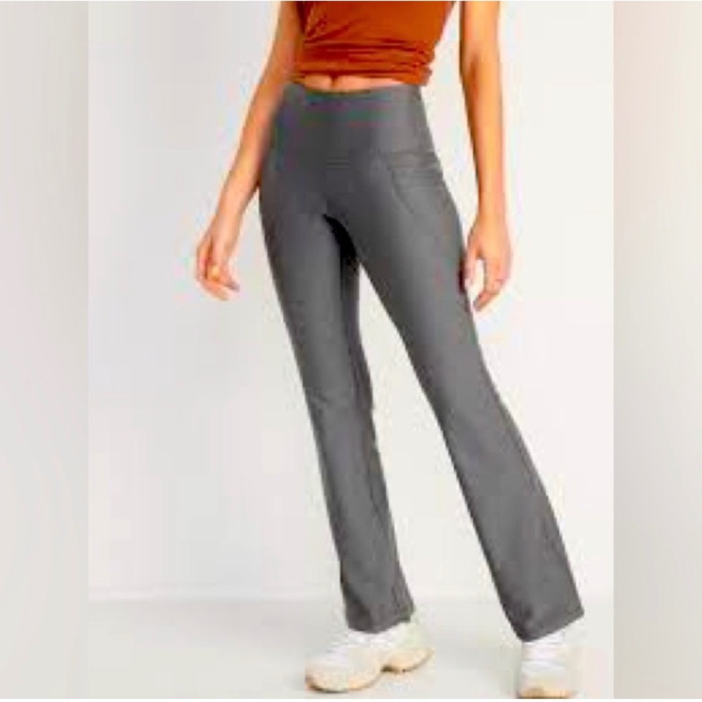 NEW! OLD NAVY Go Dry Bootcut Leggings Large in Heather Gray -Nwot